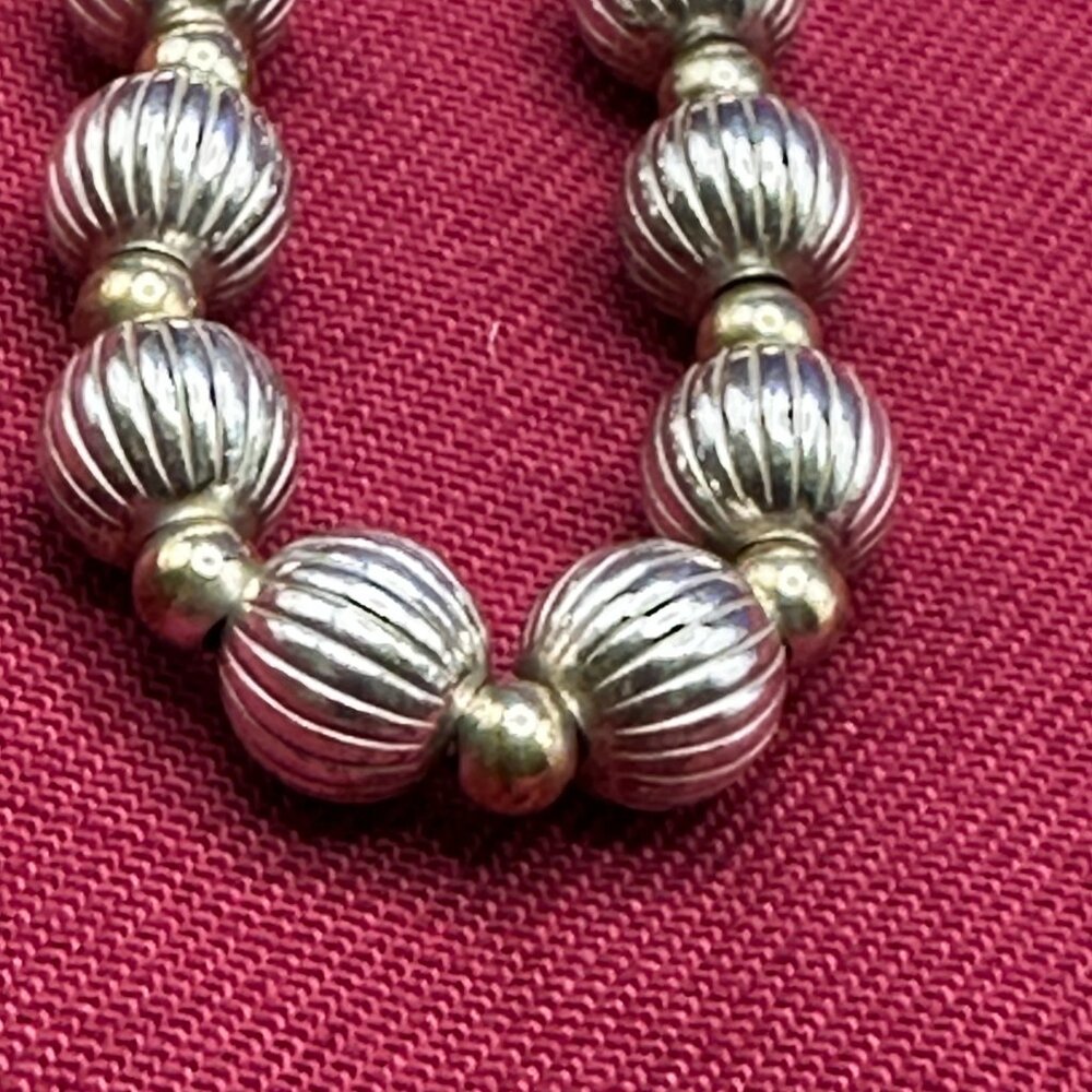 Sterling Silver Fluted Bead Bracelet - Picture 13 of 15